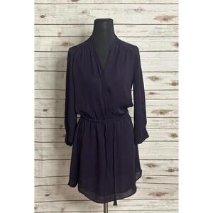 Aritzia Babaton Bennett purple silk drawstring waist shirt mini dress Size XS